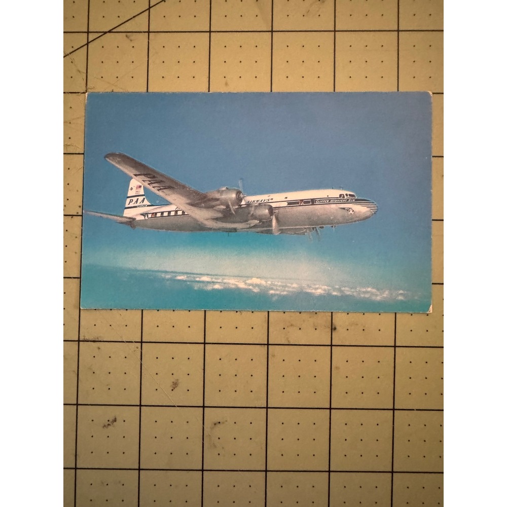 Vintage Pan Am Postcard Super-6 Clipper Midnight Sun Douglas DC-6B Aviation PAA